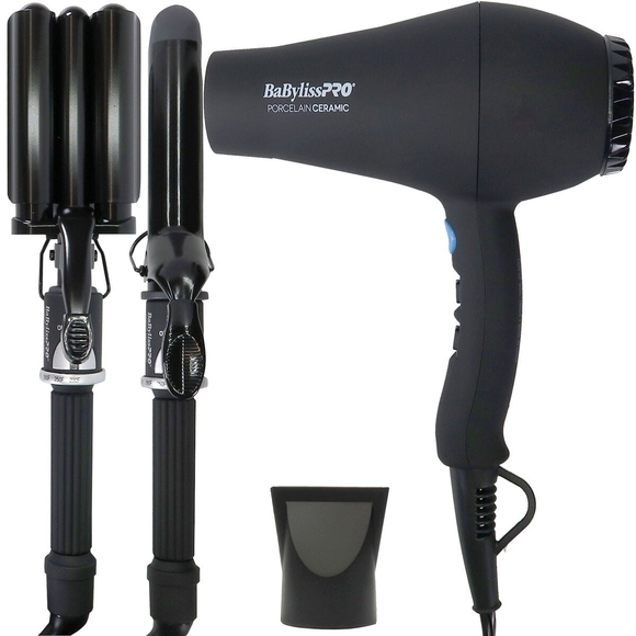 BaByliss Pro Porcelain Ceramic Set: Dryer, Triple Barrel Waver, Curling Iron - Picture 4 of 6